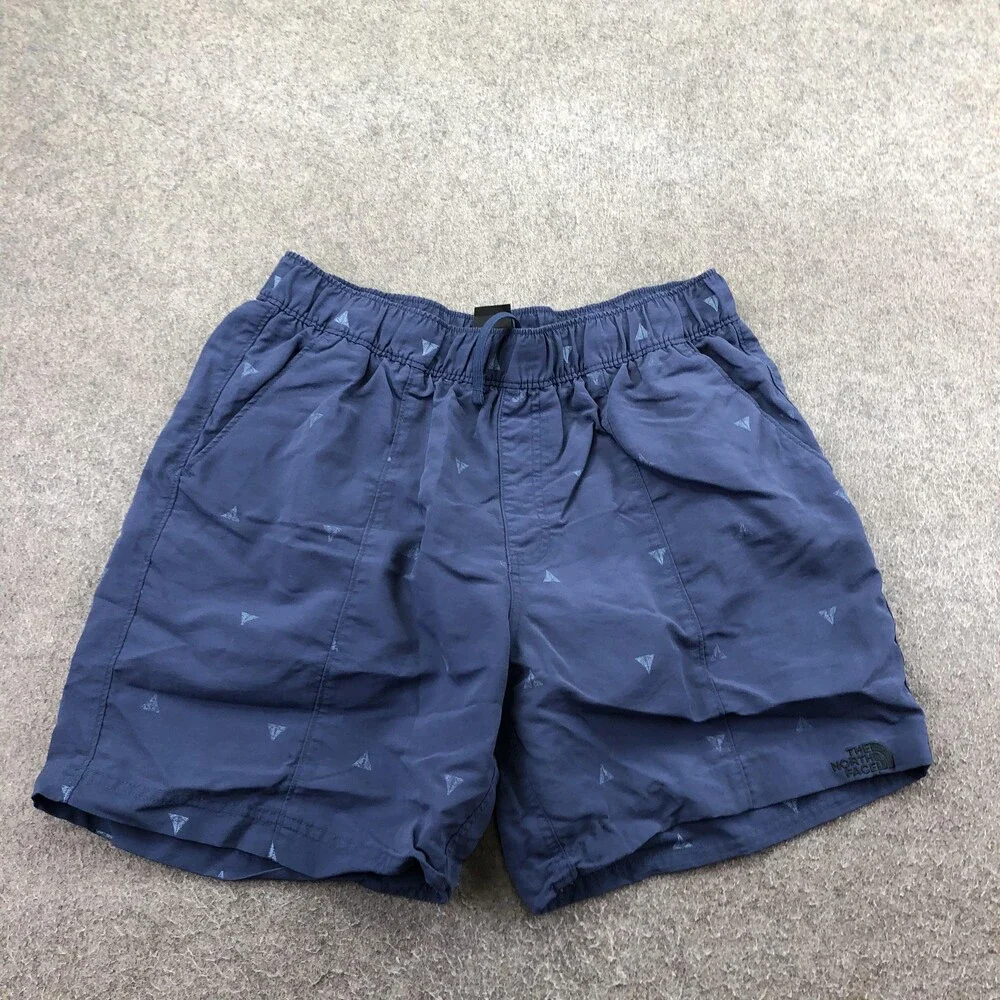 The North Face Swim Trunks Mens Medium Blue Geometric Mesh Lined Elastic Waist